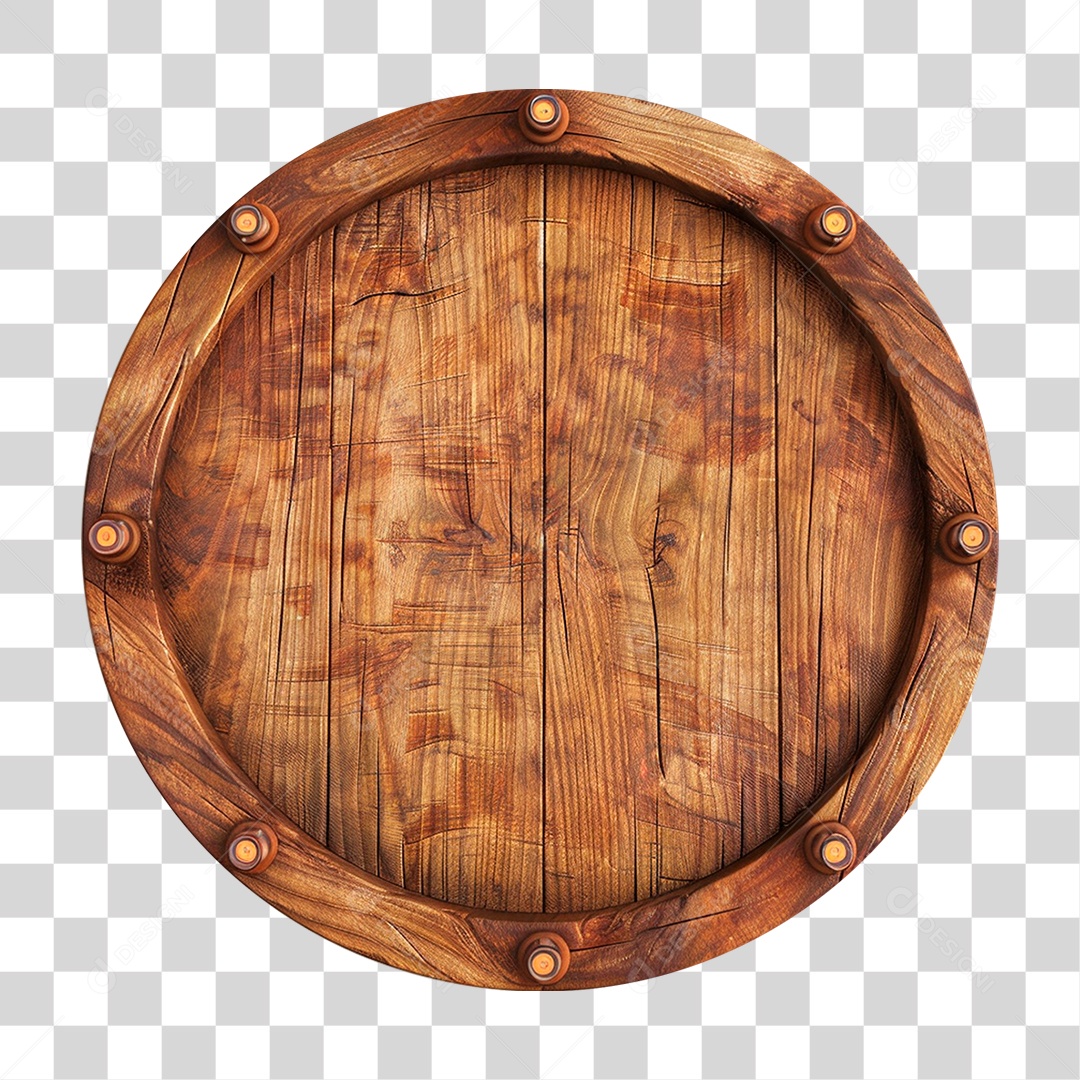 Placa de Madeira Redonda PNG Transparente
