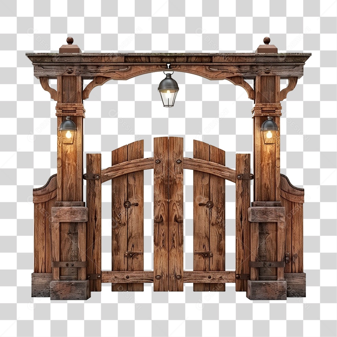 Portal de Madeira Cancela PNG Transparente