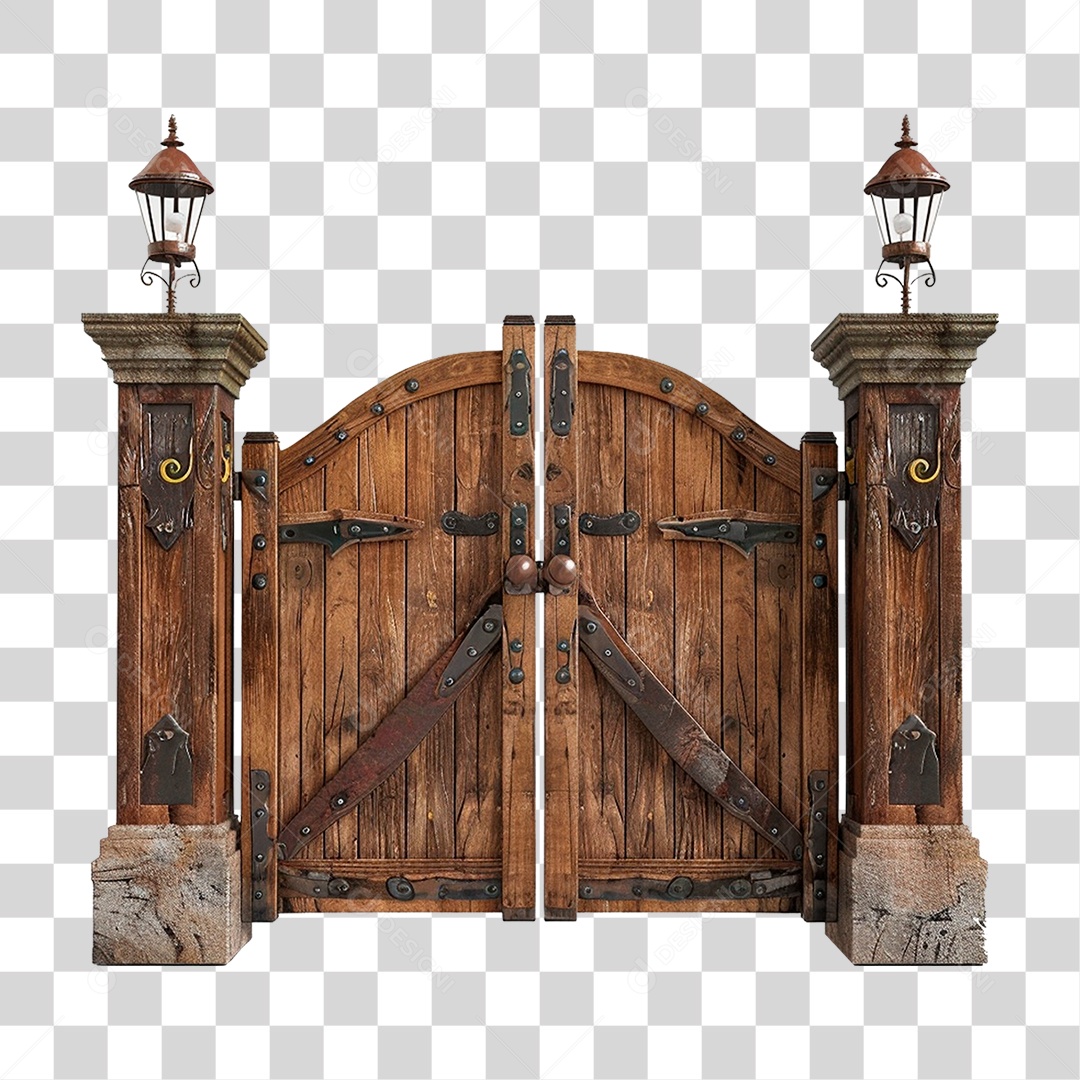 Portal de Madeira Entrada Cancela PNG Transparente