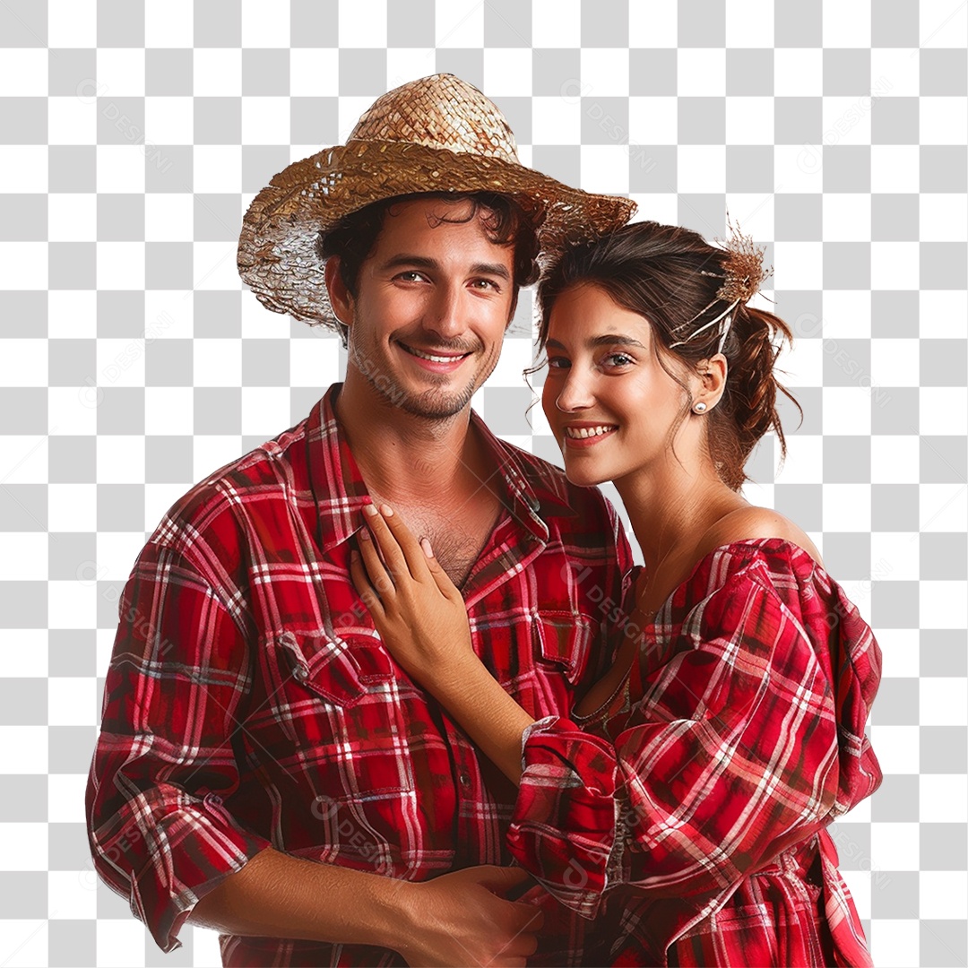 Casal com Roupa de Festa Junina PNG Transparente