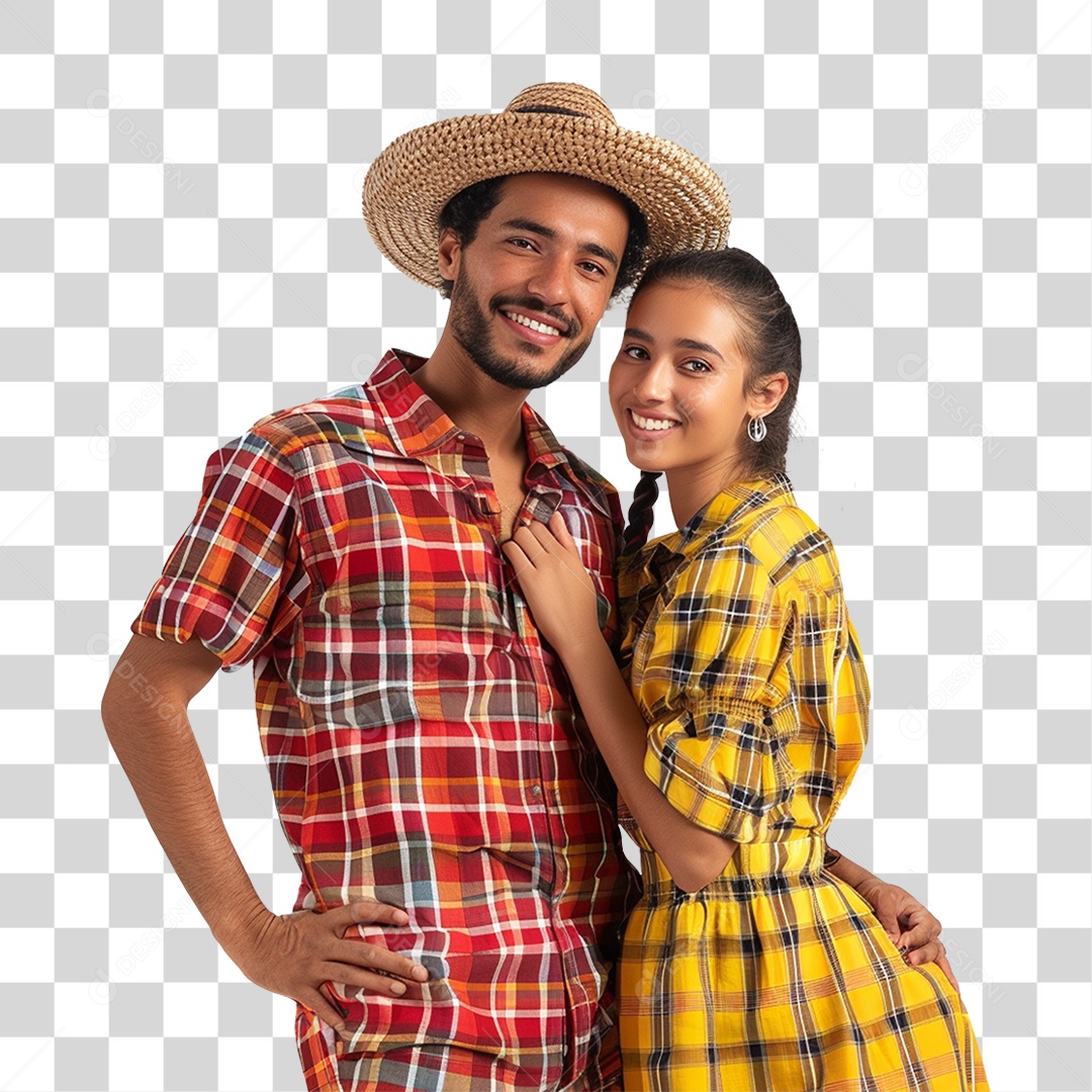 Casal com Roupa de Festa Junina PNG Transparente