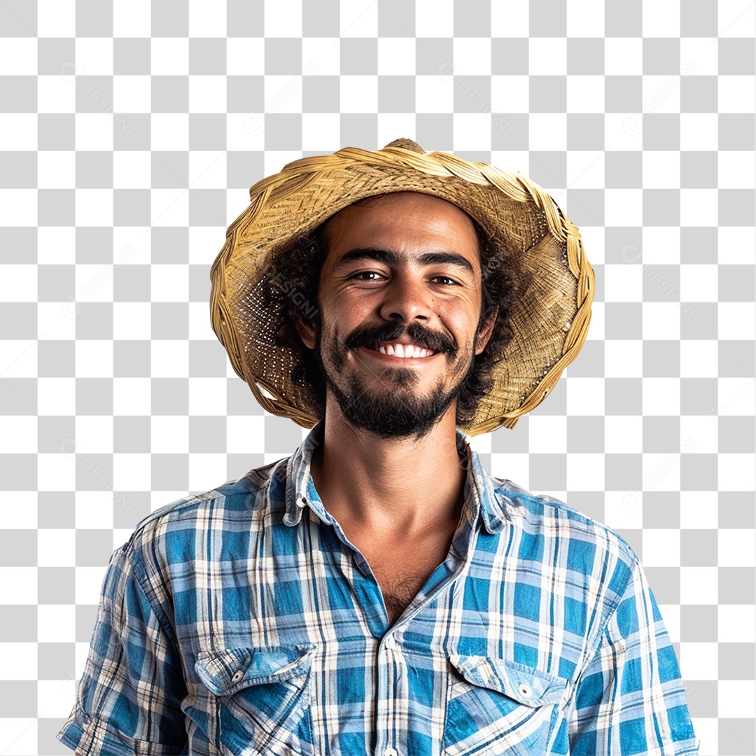 Homem com Camisa Quadriculada São João PNG Transparente
