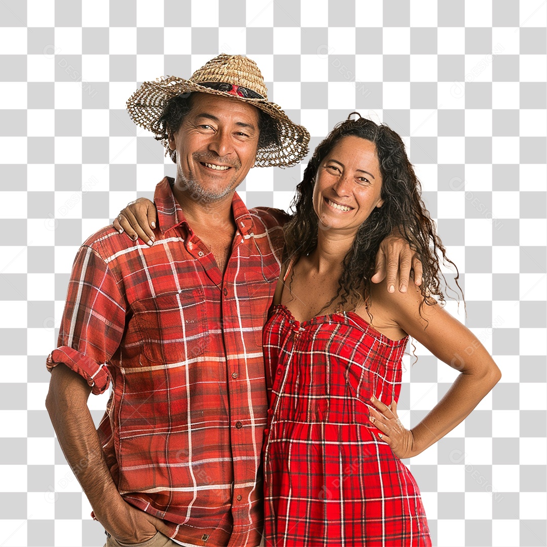 Casal com Roupas de Festa Junina PNG Transparente