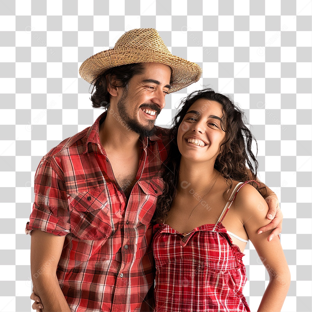 Casal com Roupas de Festa Junina PNG Transparente