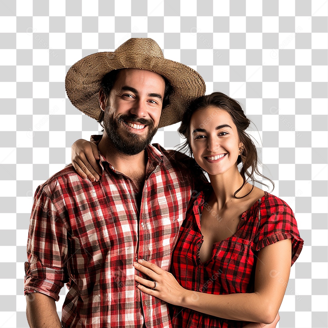 Casal com Roupas de Festa Junina PNG Transparente