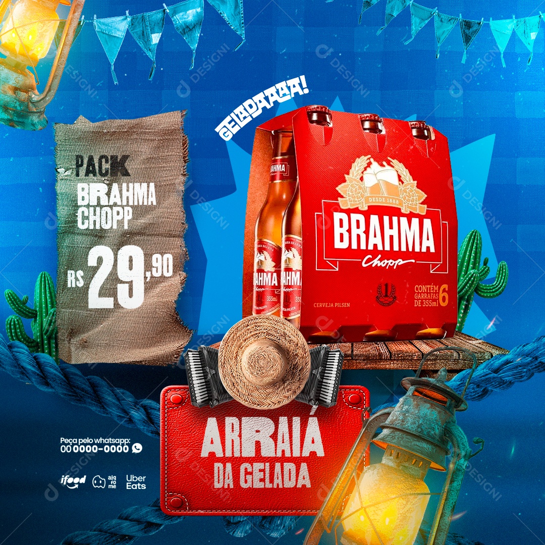 Arraiá da Gelada Brahma Choop Social Media PSD Editável