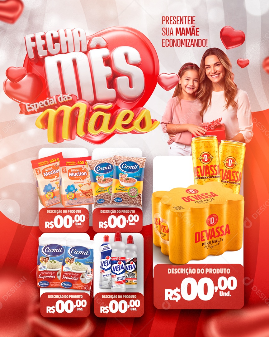 Fecha Mês Especial das Mães Presentei sua Mamãe Economizando Social Media PSD Editável