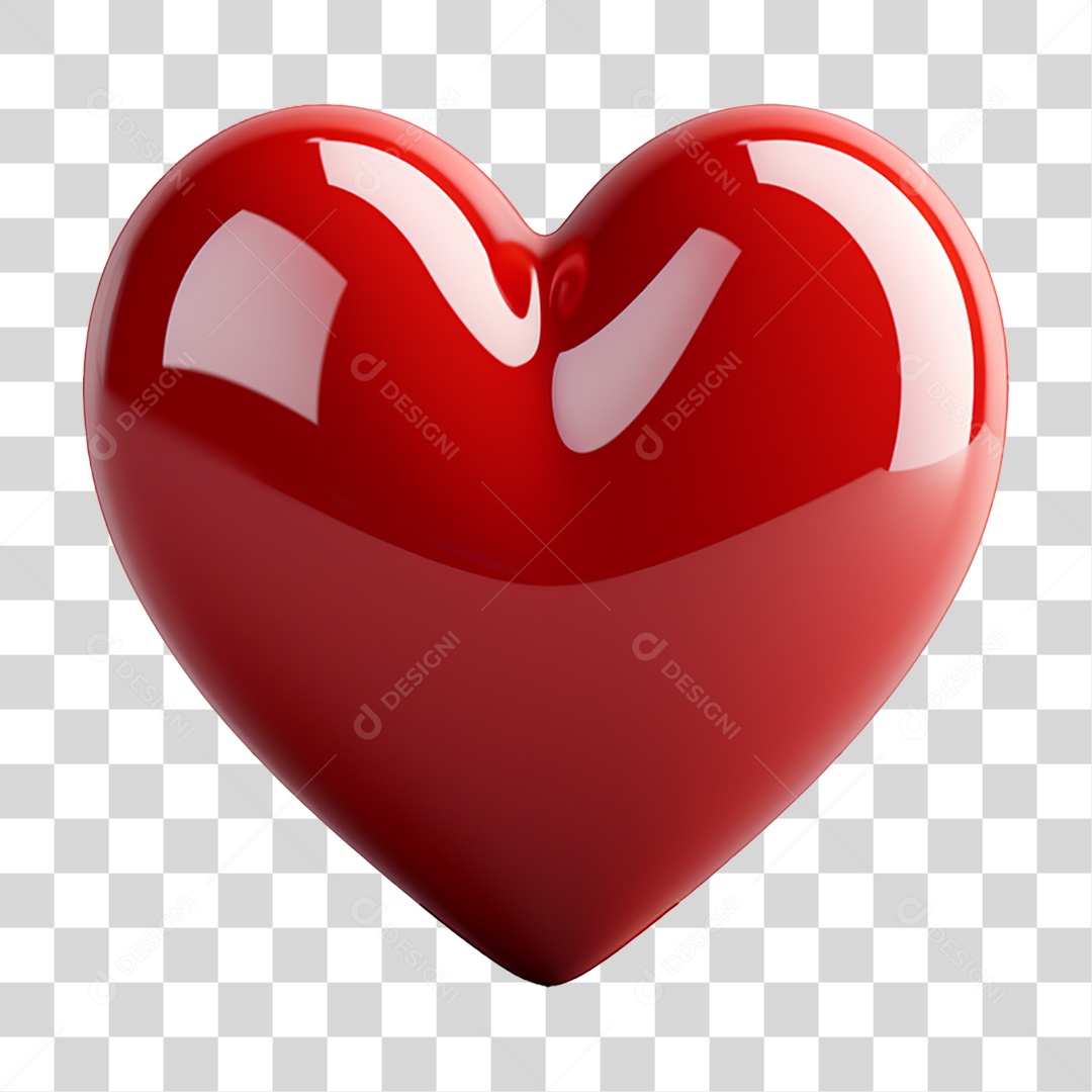 Elemento 3D Coração PNG Transparente