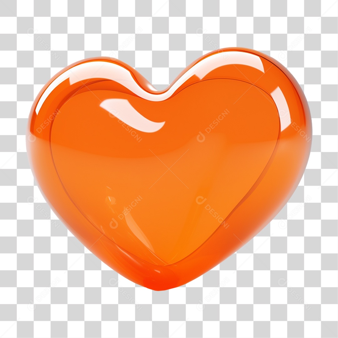 Elemento 3D Coração PNG Transparente