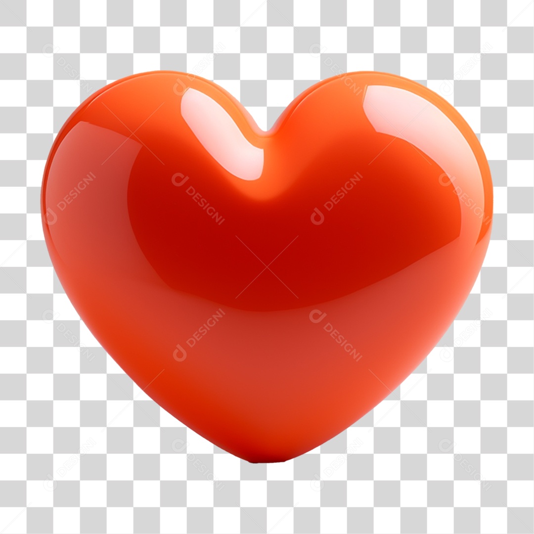 Elemento 3D Coração PNG Transparente