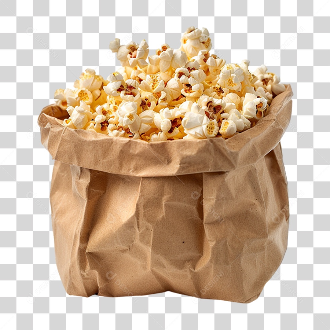 Pipoca em Saco de Papel PNG Transparente