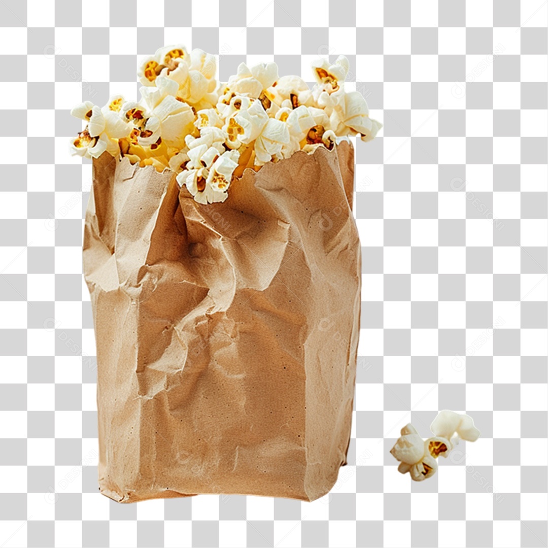 Pipoca em Saco de Papel PNG Transparente