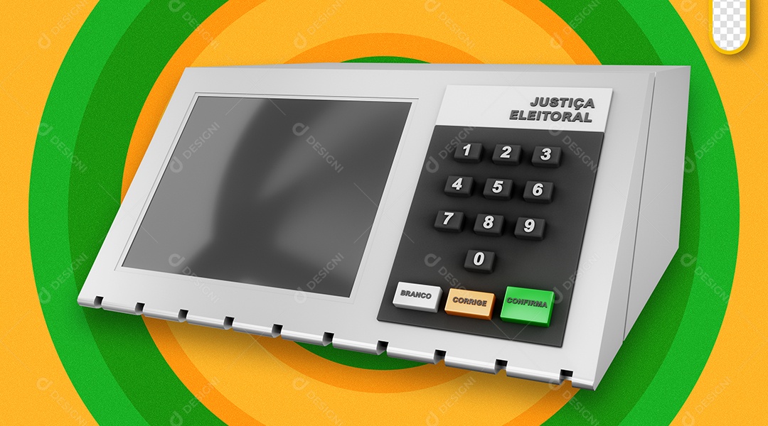 Mockup Urna Eletrônica Brasileira Elemento 3D PSD