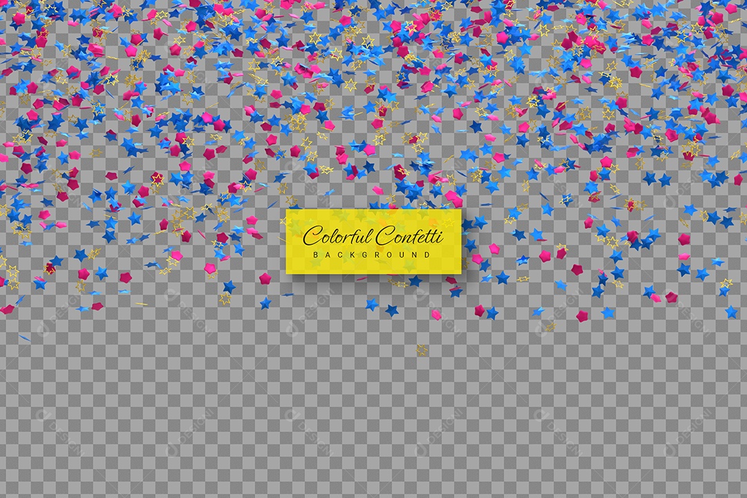 Elemento 3D Confete Colorido Decorativo para Composição PSD