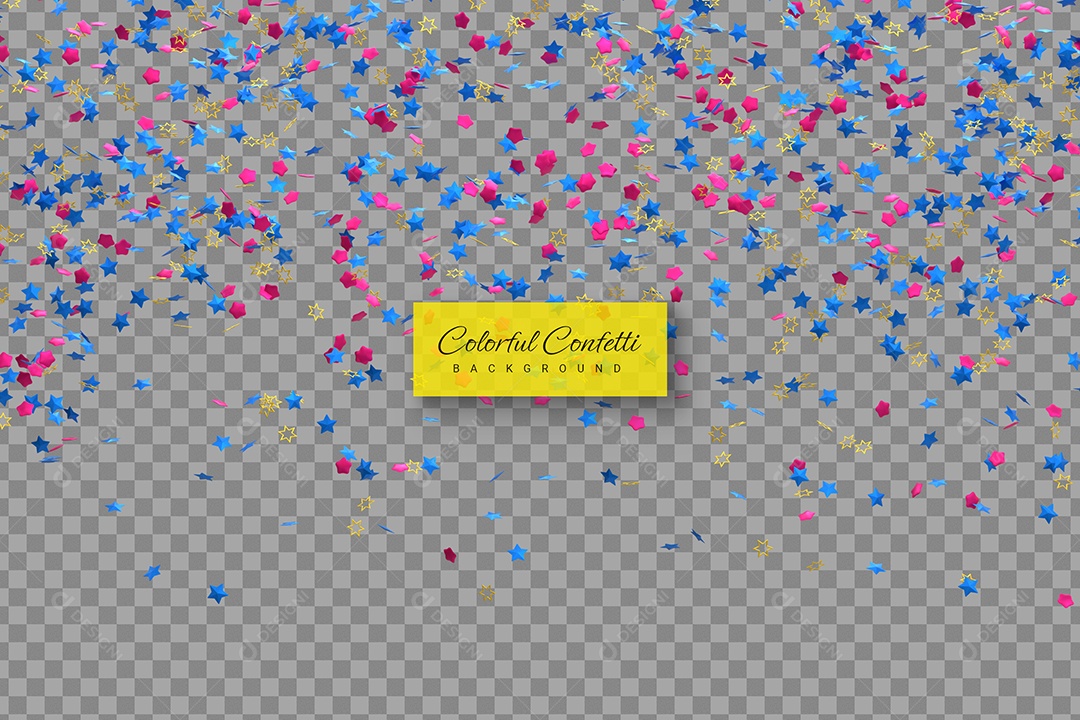 Confete Decoração Elemento 3D Colorido para Composição PSD