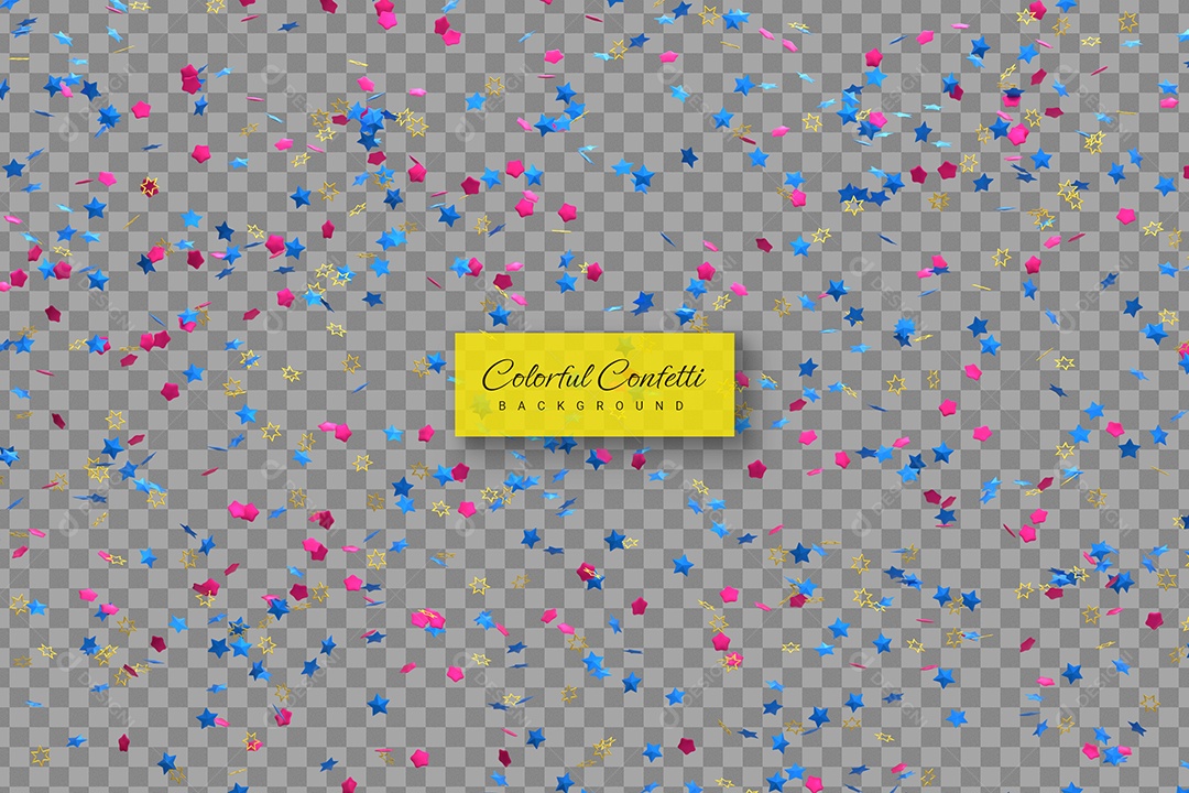 Confete Estrelinhas Coloridas Elemento 3D para Composição PSD