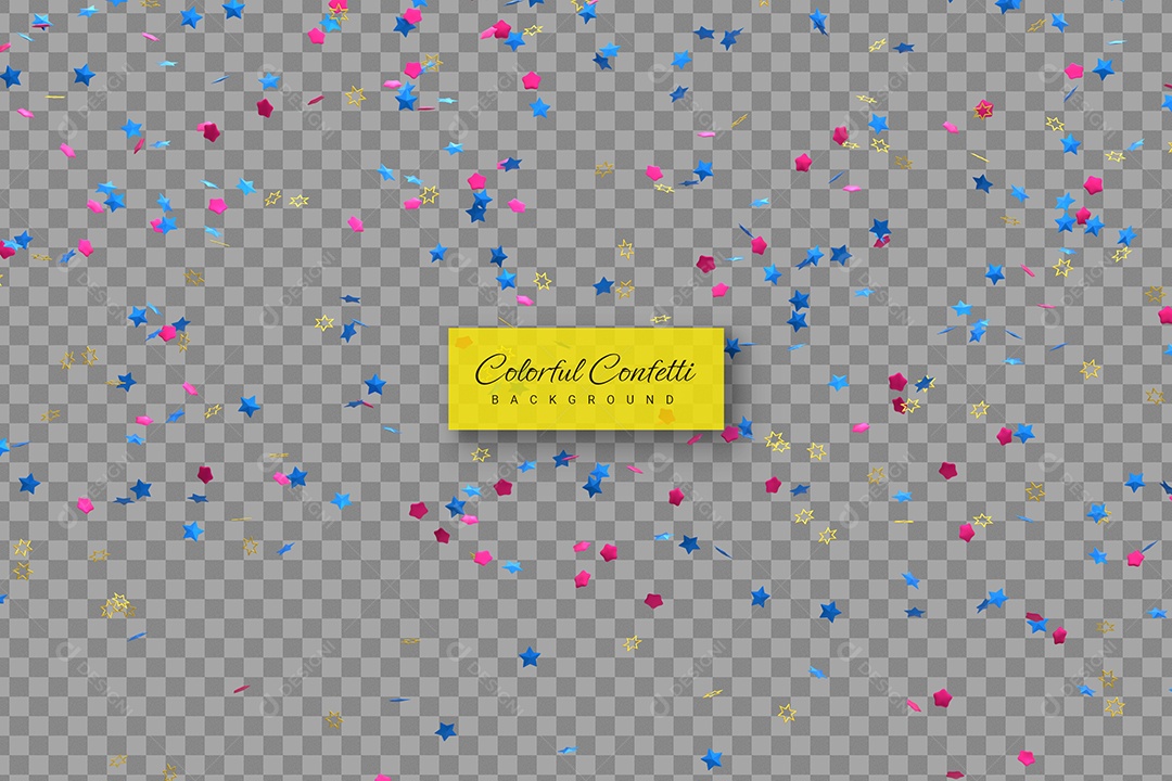 Confete Decoração Elemento 3D Colorido para Composição PSD