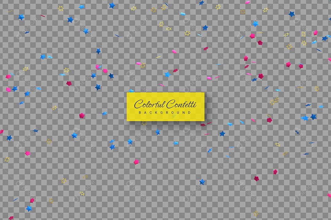 Confete Estrela Colorido Elemento 3D para Composição PSD
