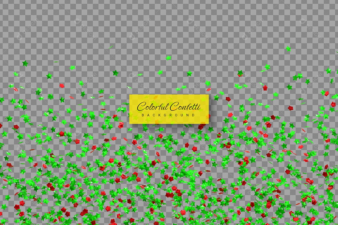 Confete Verde e Vermelho Enfeite Elemento 3D para Composição PSD