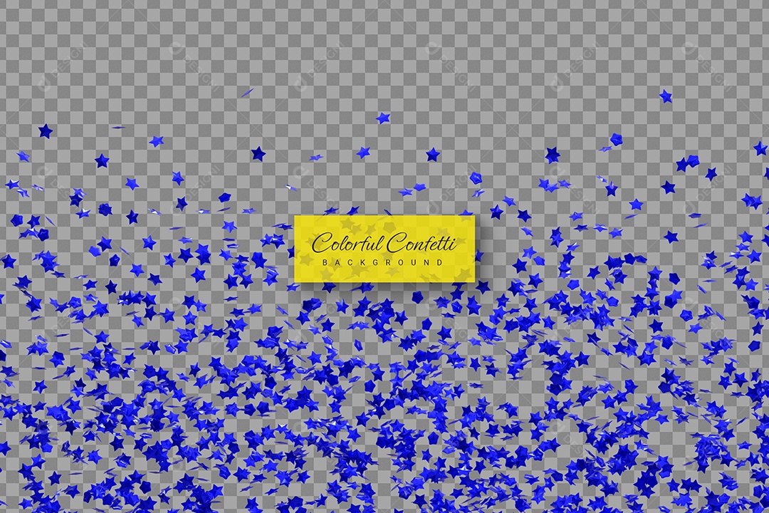 Confete Formato de Estrela Elemento 3D Azul para Composição PSD