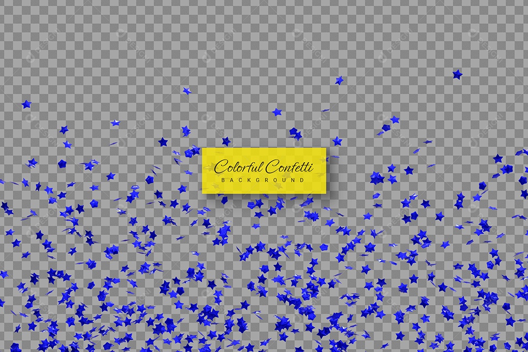 Confete Azul de Estrelas Elemento 3D para Composição PSD