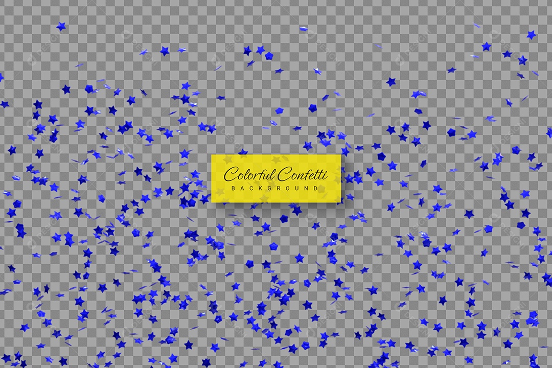 Confete Elemento 3D Azul para Composição PSD