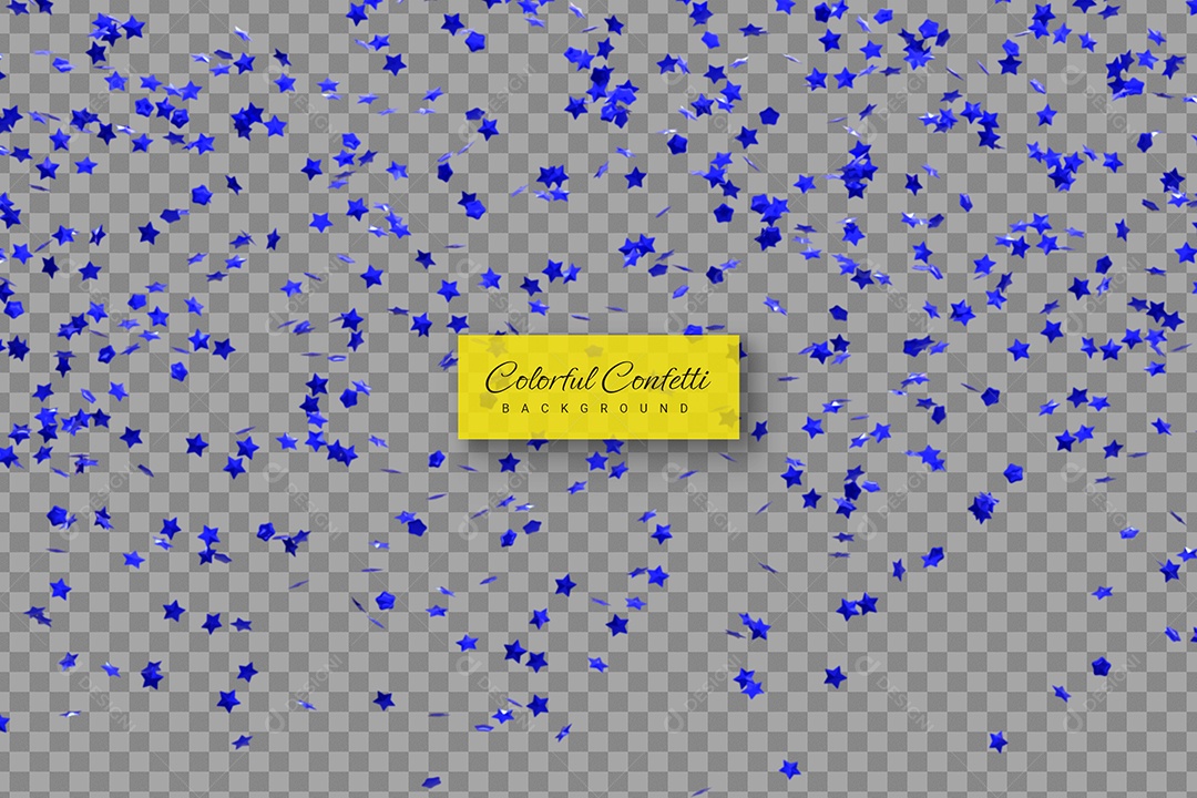 Confete Azul Elemento 3D para Composição PSD