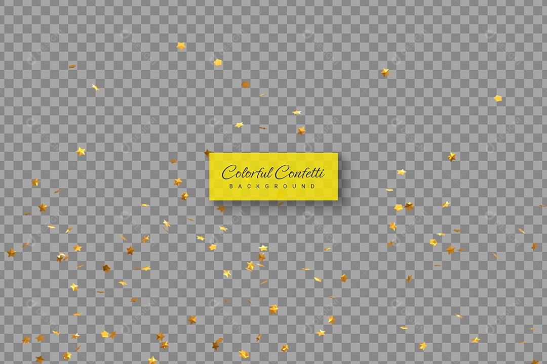 Elemento 3D Confete Dourado para Composição PSD