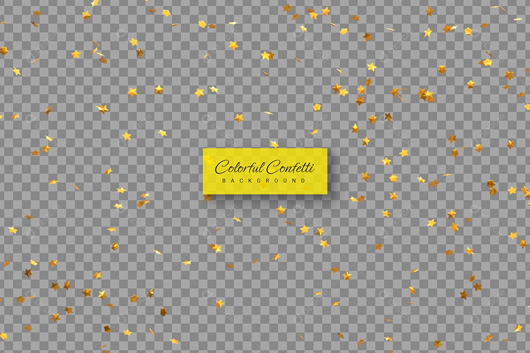 Confete Elemento 3D Dourados para Composição PSD