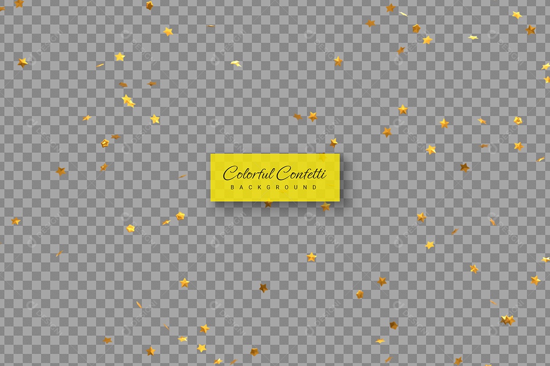Confetes Dourados Elemento 3D para Composição PSD