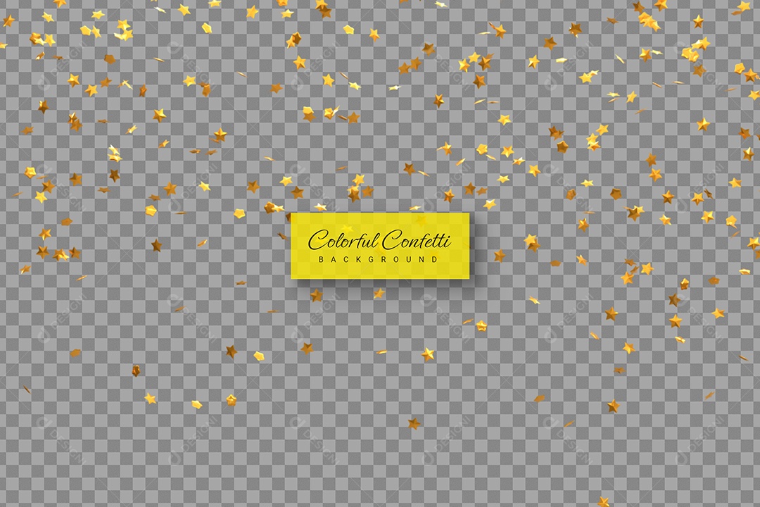 Confete Dourado Elemento 3D para Composição PSD