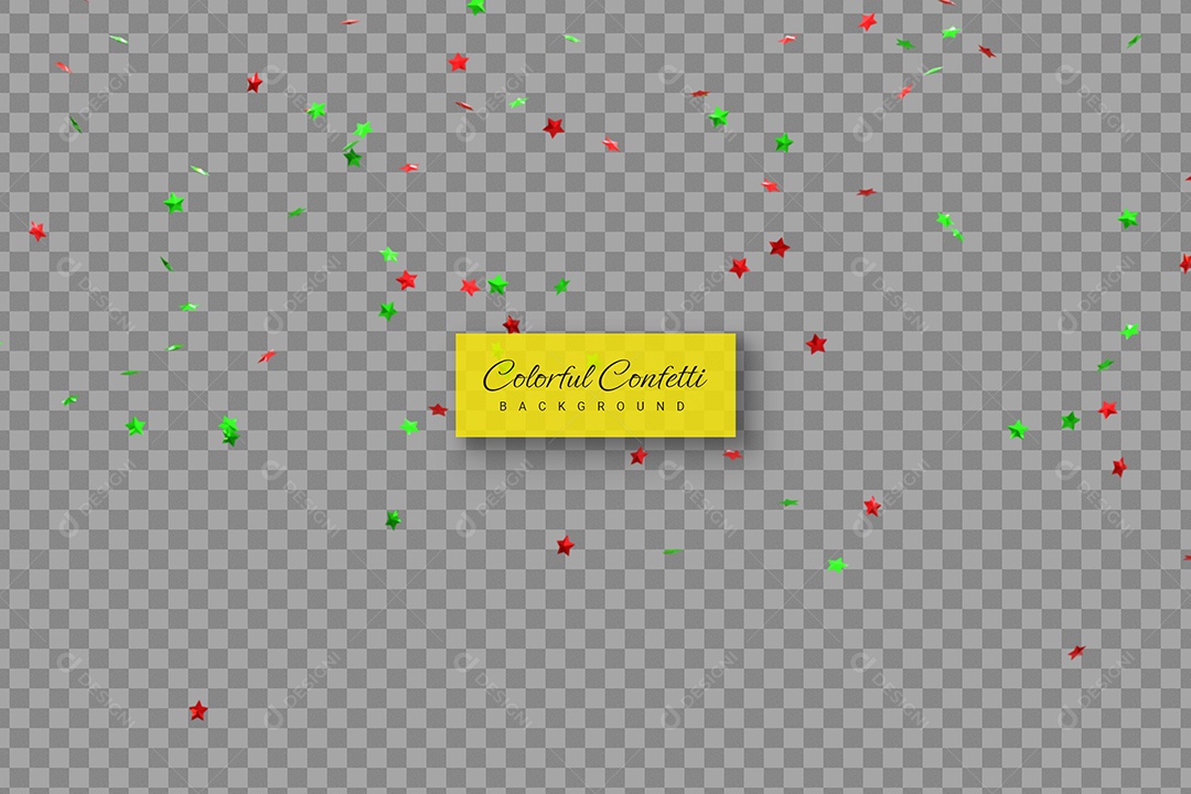 Confete Enfeite Elemento 3D Verde e Vermelho para Composição PSD