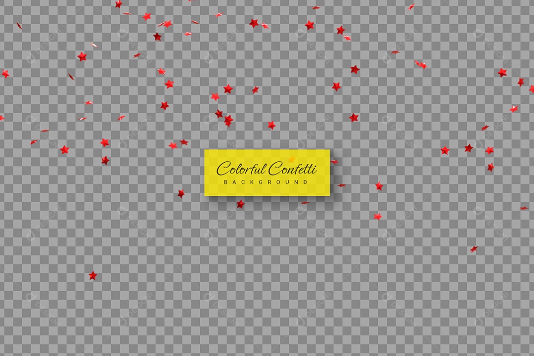 Elemento 3D Confete Vermelho para Composição PSD