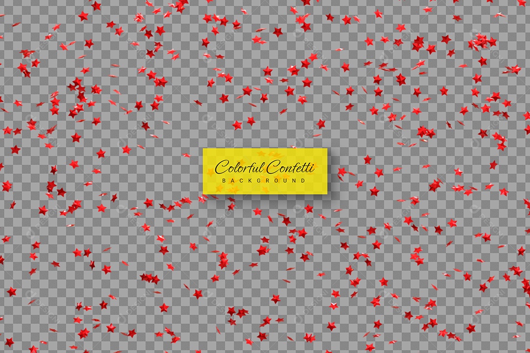 Confete Elemento 3D Vermelho para Composição PSD