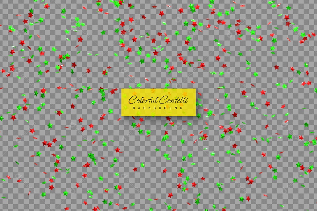 Confete Elemento 3D Verde e Vermelho para Composição PSD