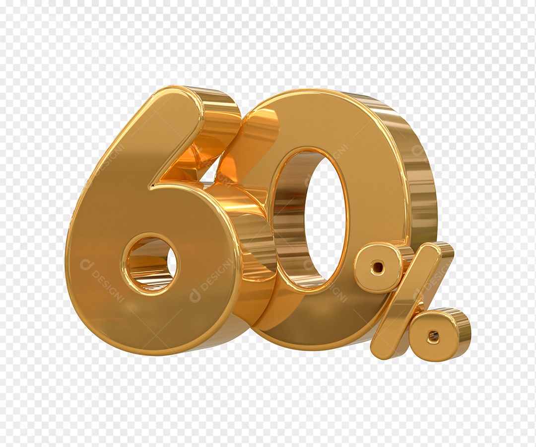 Número 60% Desconto Elemento 3D para Coposição PSD