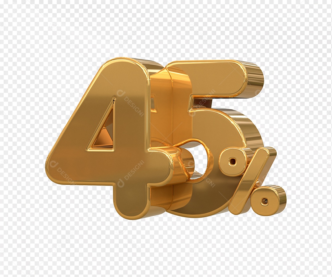 Número 45% Desconto Elemento 3D para Coposição PSD