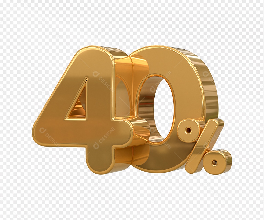 Número 40% Desconto Elemento 3D para Coposição PSD