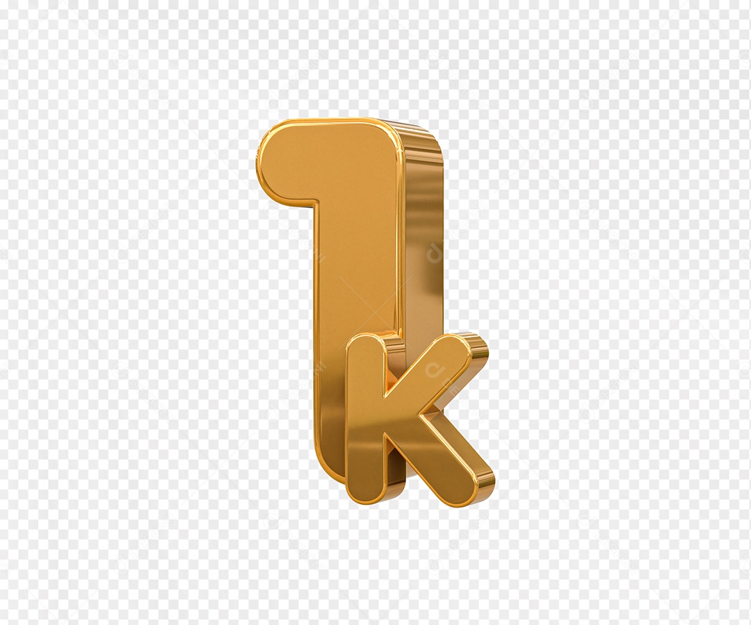 Seguidores 1K Dourado Elemento 3D para Composição PSD