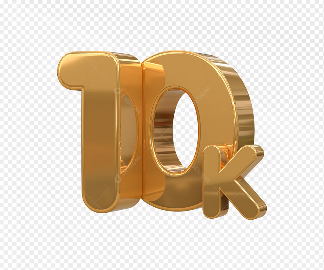 Seguidores 10K Dourado Elemento 3D para Composição PSD