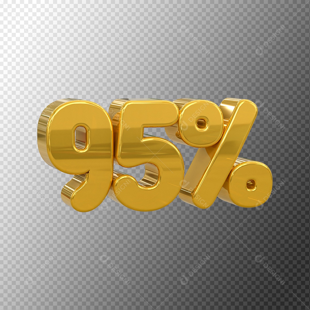 Número 95% Desconto Elemento 3D Dourado para Coposição PSD