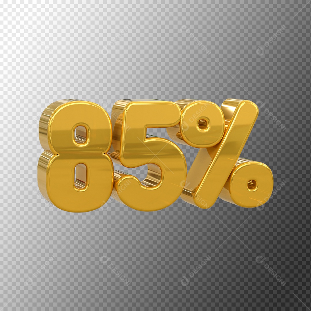 Número 85% Desconto Elemento 3D Dourado para Coposição PSD
