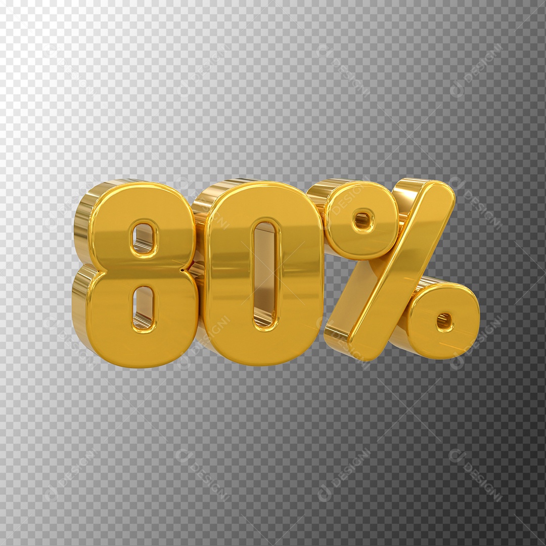 Número 75% Desconto Elemento 3D Dourado para Coposição PSD