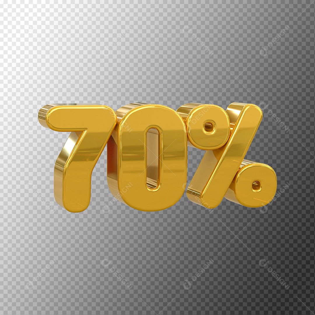 Número 70% Desconto Elemento 3D Dourado para Coposição PSD