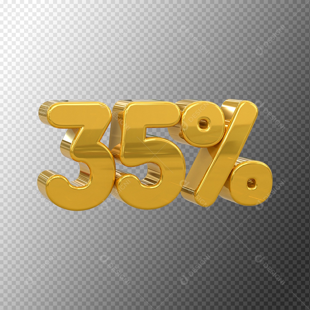 Número 35% Desconto Elemento 3D Dourado para Coposição PSD