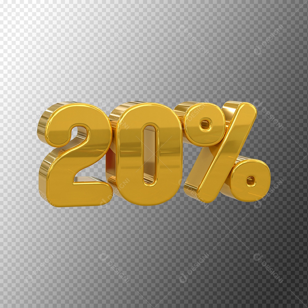 Número 20% Desconto Elemento 3D para Composição PSD