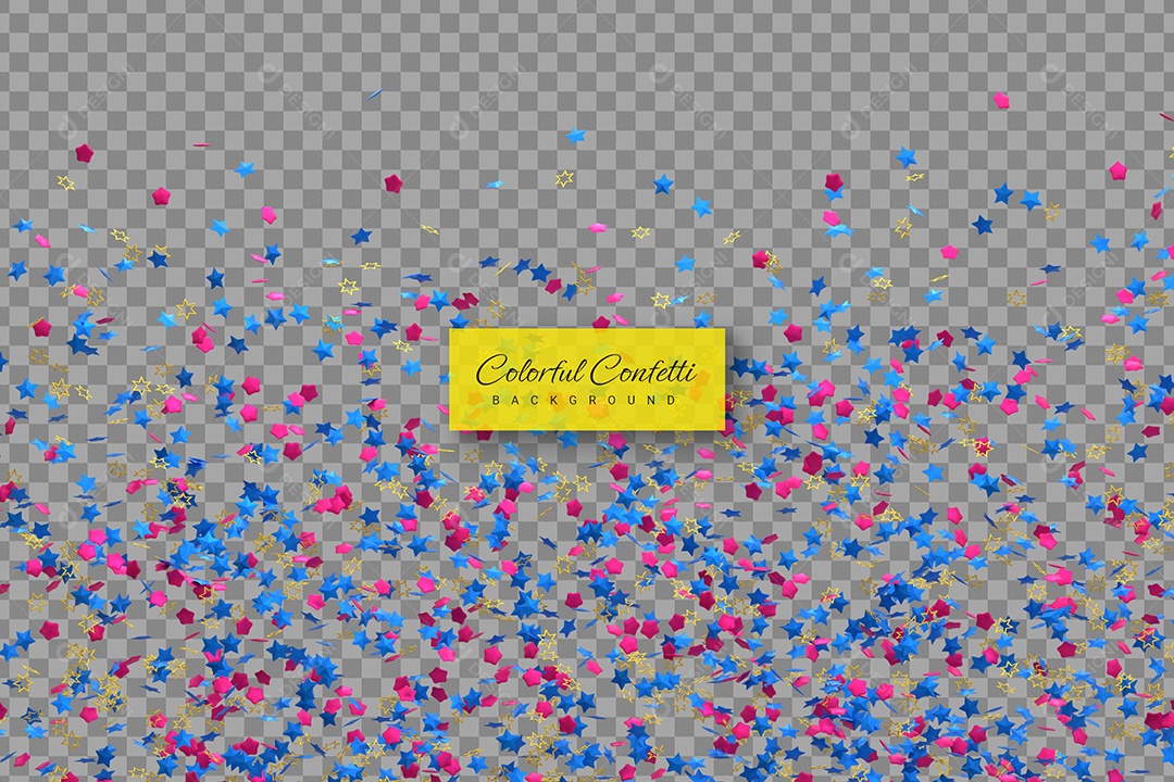 Confete Enfeite Colorido Elemento 3D para Composição PSD