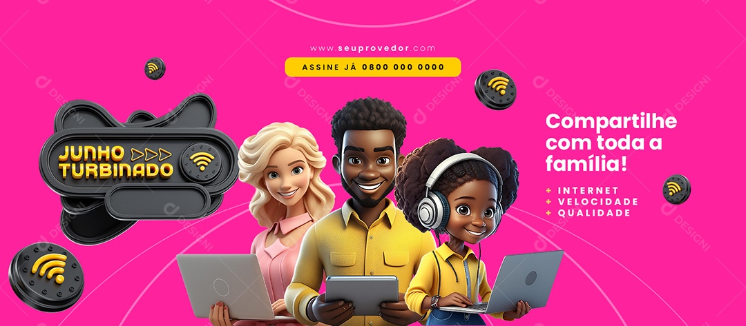 Banner Junho Turbinado Compartilhe com Toda a Família Social Media PSD Editável