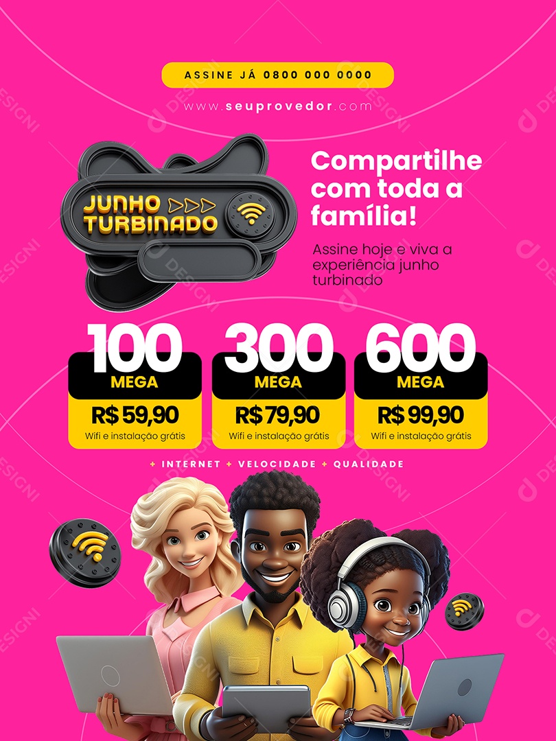 Junho Turbinado Encarte 100 Mega Compartilhe com Toda a Família Social Media PSD Editável