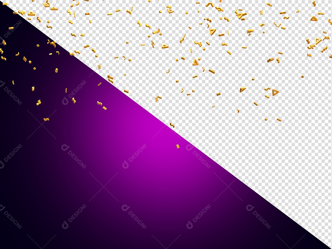 Confete Elemento 3D Dourado para Composição PSD